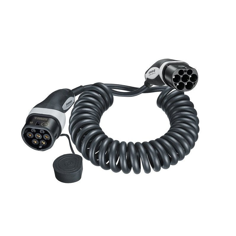 Mennekes spiraalkabel type 2 20A, 3 - fase, 4 meter - Ecowatts.be