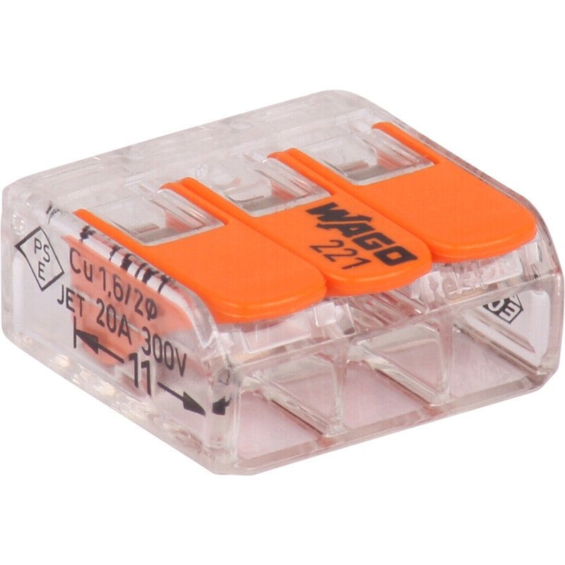 WAGO universele klem voor alle type geleiders 3 x 0,5 - 6mm² - 30 stuks - Ecowatts.be
